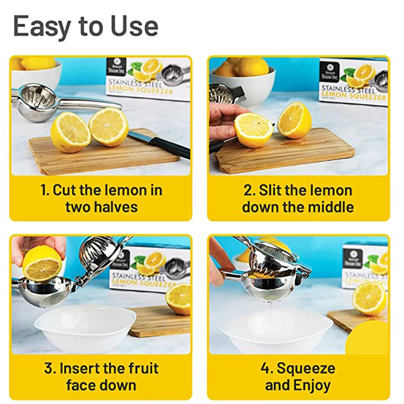 

Lemon Squeezer for Kitchen Stainless Steel Manual Fruit Juicer Orange Juice Fast Handle Press Tool Household TP-Hot