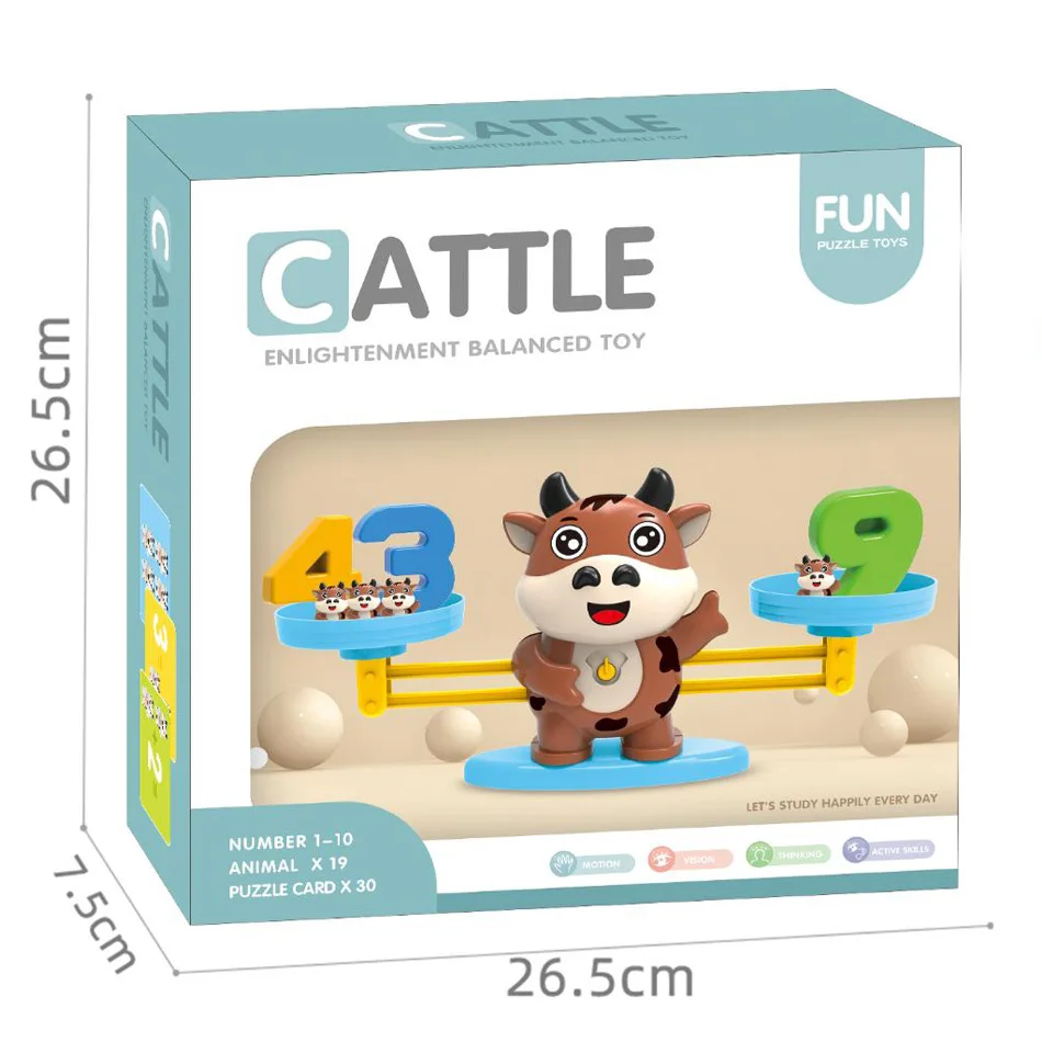 

Cattle Cow Balancing Scale Montessori Math Match Toy Preschool Number Balance Toys Baby Educational Learning Board Game