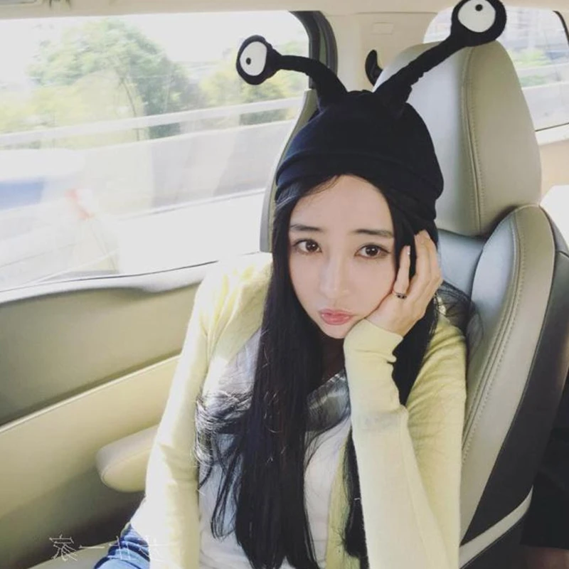 

All-match Simple Funny Long Eyes Beanie Hat Knit Hat Thermal Wool Hat Windproof for Winter Daily Wear Morning Workout DXAA