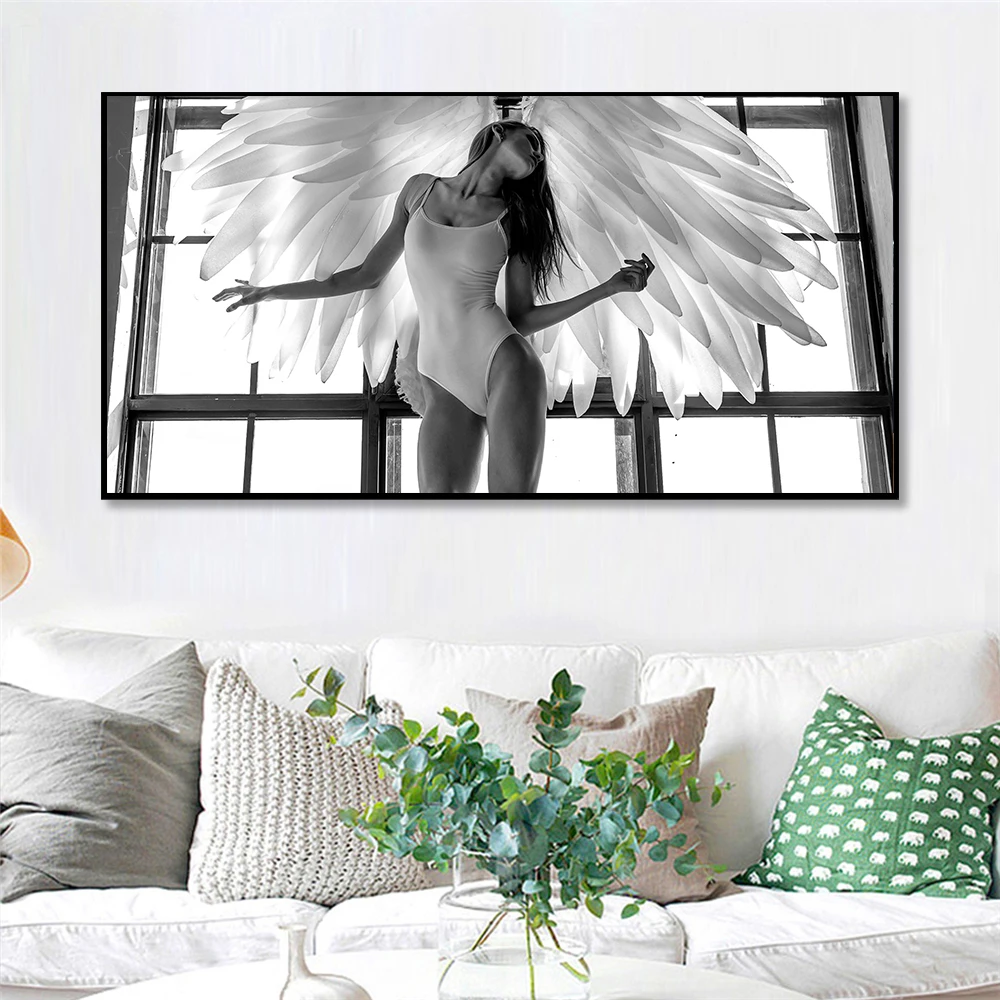 Декор в скандинавском стиле сексуальные женщины перья холст картина белый и