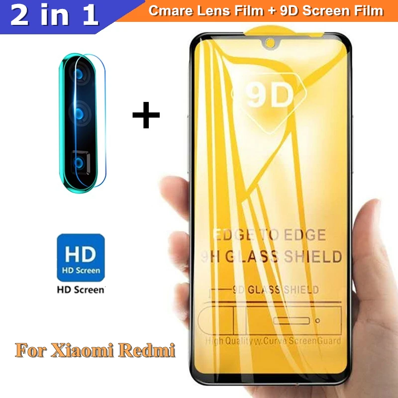 2 в 1 Защитное стекло для Xiaomi Redmi 7 7A Note 8 Pro задняя крышка Cmare + передняя