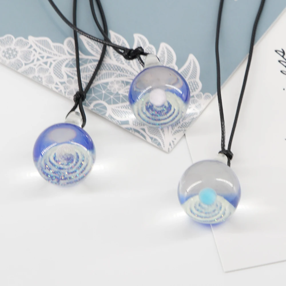 Модное ожерелье со звездным небом и глазурованным шариком и Луной для женщин, ожерелье с подвеской Вселенная, Галактика, планета, женские аксессуары