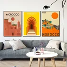 Винтажный пейзажный плакат посетите Марокко, город Марракеш, путешествия, холст, живопись, современная настенная печать, картины, украшение для дома