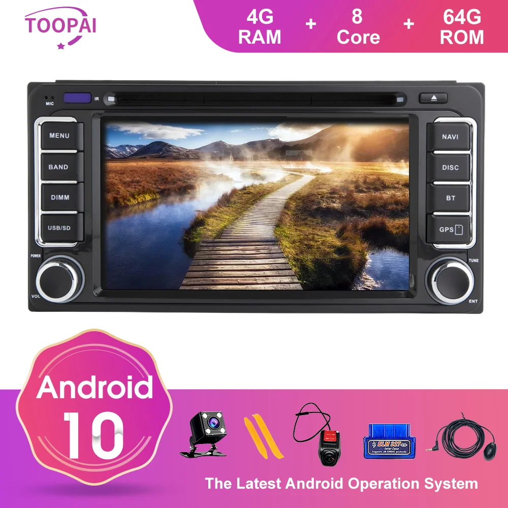 Автомобильный мультимедийный плеер TOOPAI универсальный на Android 10 для Toyota RAV4 COROLLA CAMRY