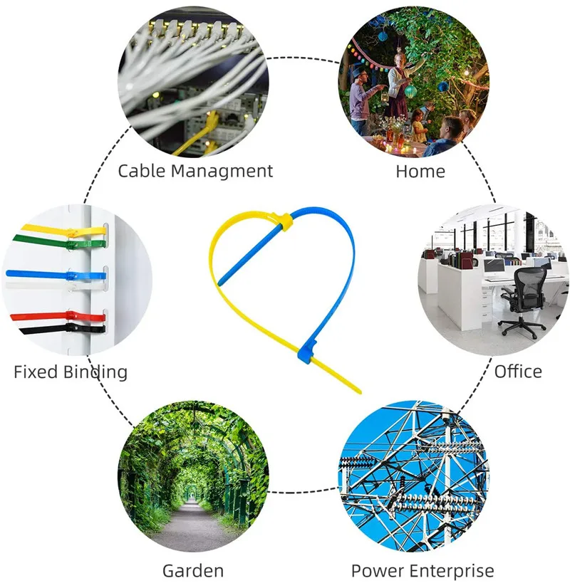 Самоблокирующиеся пластиковые нейлоновые стяжки 100 шт. черно белые кабельные