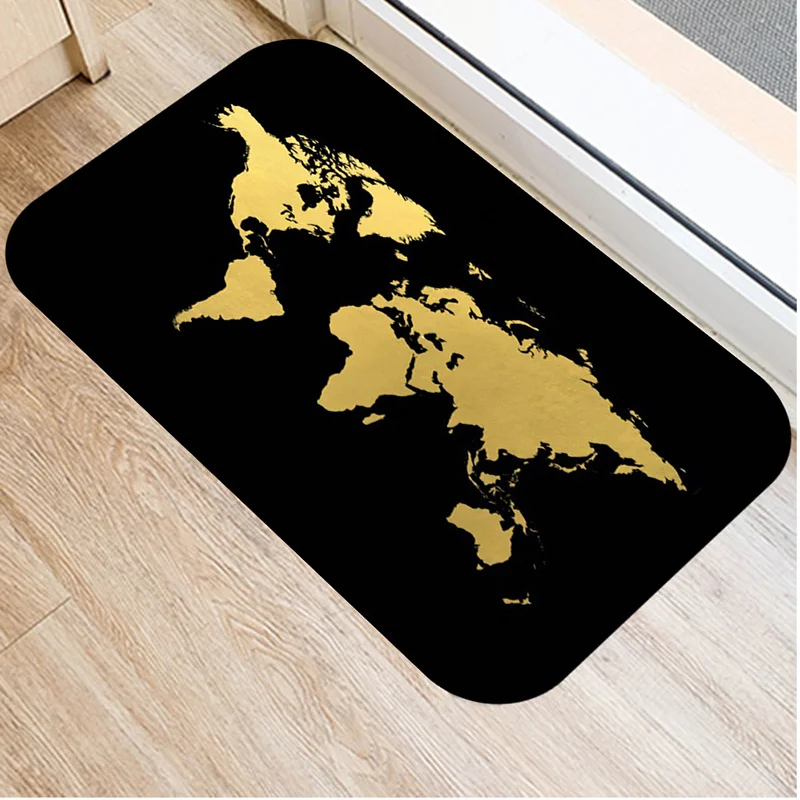 

Golden Printed Kitchen Bath Entrance Doormat Coral Velvet Carpet Gold Door Mat For Floor Indoor Soft Anti-Slip Rug Home Decor