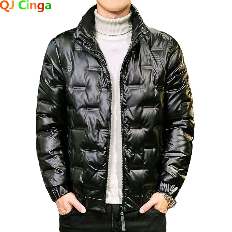 Золотые мужские парки с капюшоном пальто серебристо-черная зимняя Толстая