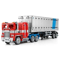 model building blocks the 2073pcs optimus wagon truck container car vehicle technical bricks moc set gifts toys for kids