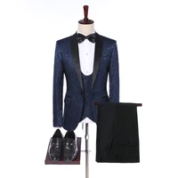 costume homme 3 pieces men suit set 2022 latest coat pant design fashion blue floral slim fit terno wedding dress groom tuxedo