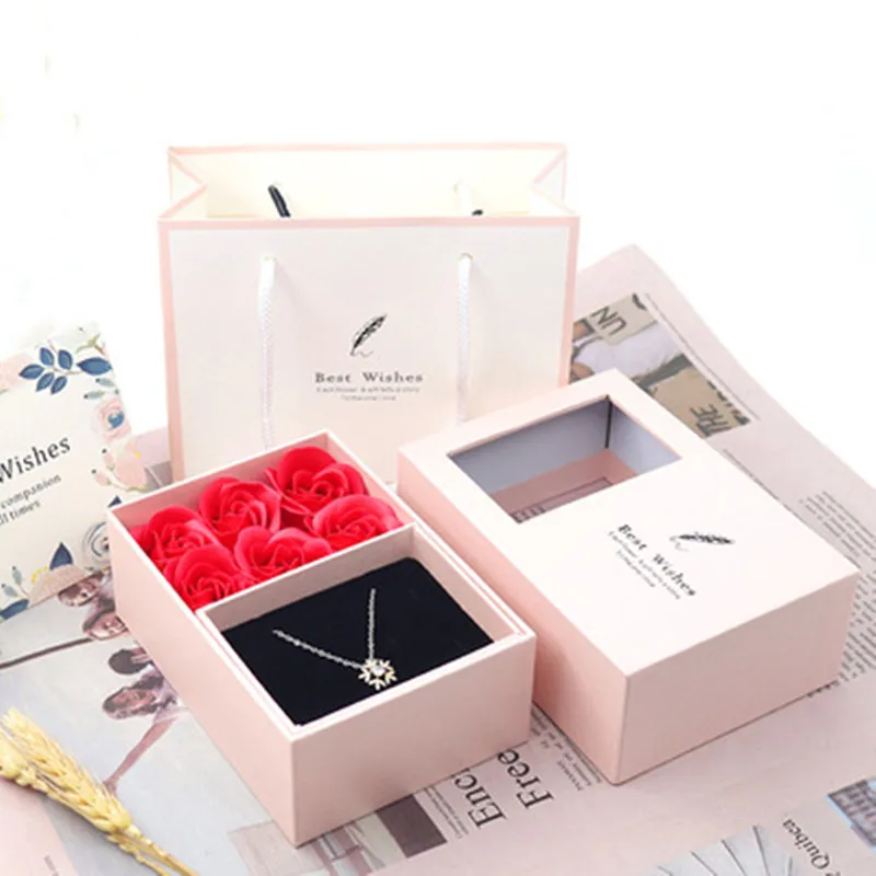 

6 roses proposal gift box flower box artificial flowers saop roses Christmas Valentine's Day Wedding girl mother's gift