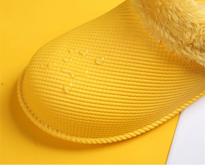 

Men's Slippers Home Fur Slides Winter Velvet Sewing Indoor Shoes Women Lover Short Plush EVA Waterproof Chaussure Homme