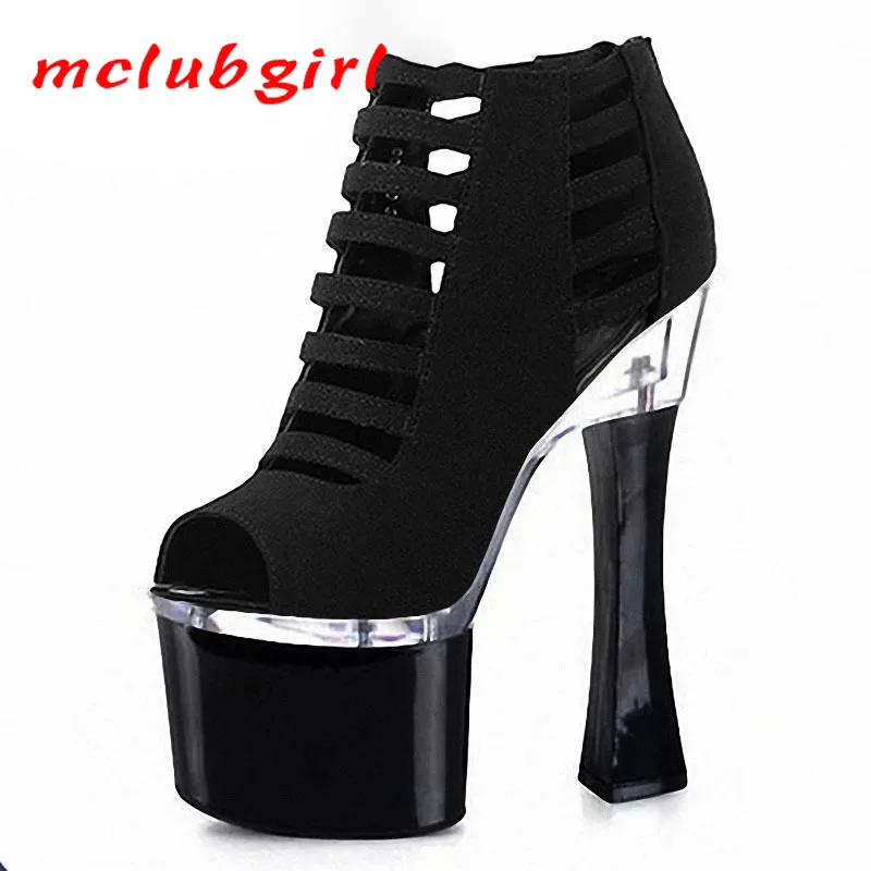 

Женские босоножки Mclubgirl, туфли-лодочки на очень высоком каблуке 18 см, сандалии на платформе, сандалии на толстой подошве, женская повседневн...