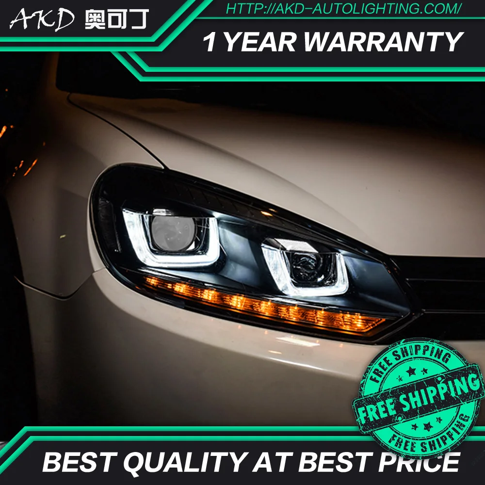 AKD тюнинг автомобильных фар для VW Golf 6 MK6 светодиодные фары DRL ходовые огни Bi Xenon Beam