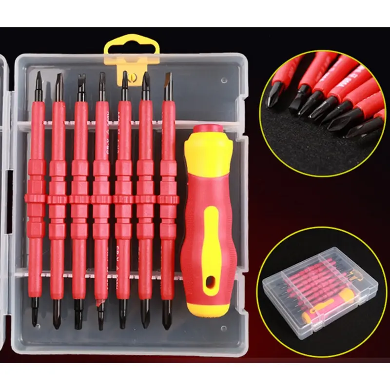 8PCS VDE Electricians Screwdriver Set Tool Electrical Fully Insulated High Voltage Multi Screw Head Type
