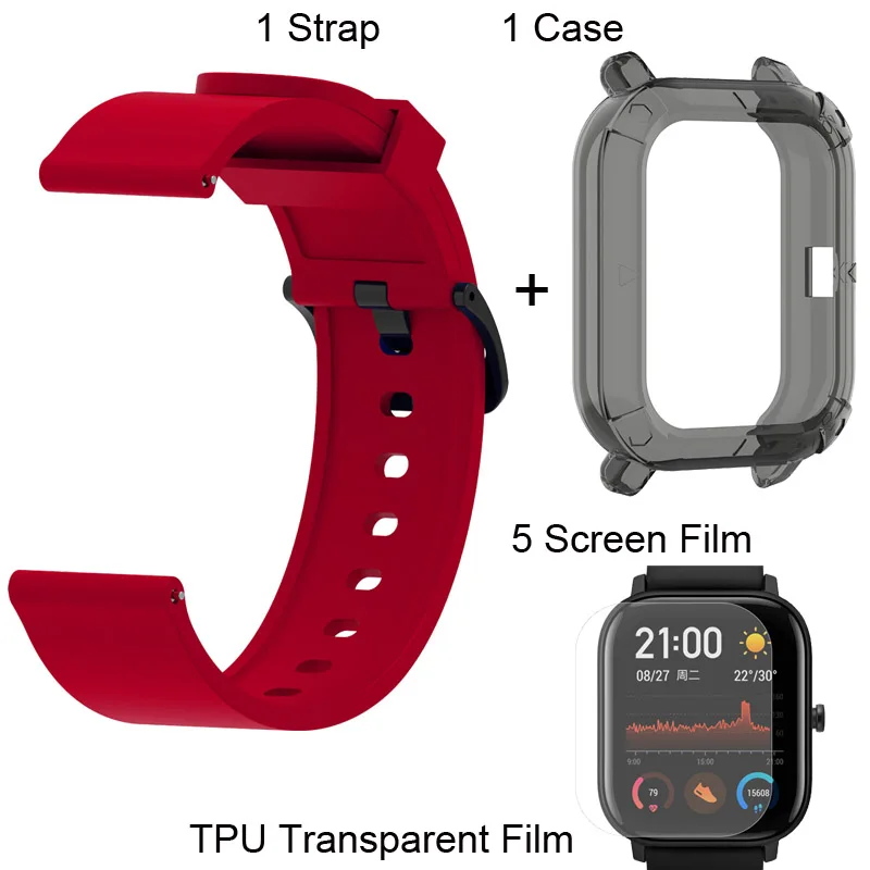 Package 2 Для Xiaomi Amazfit GTS Браслет Ремешок силиконовый ремешок Защитная пленка для экрана чехол 7 шт - Цвет: Package 2