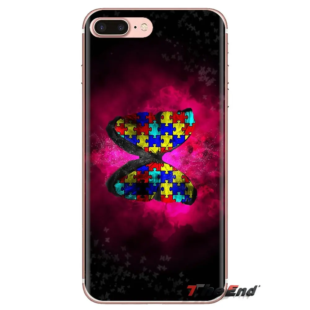 Silicone Shell Covers Beautiful Autism Awareness butterfly For iPod Touch Apple iPhone 4 4S 5 5S SE 5C 6 6S 7 8 X XR XS Plus MAX |