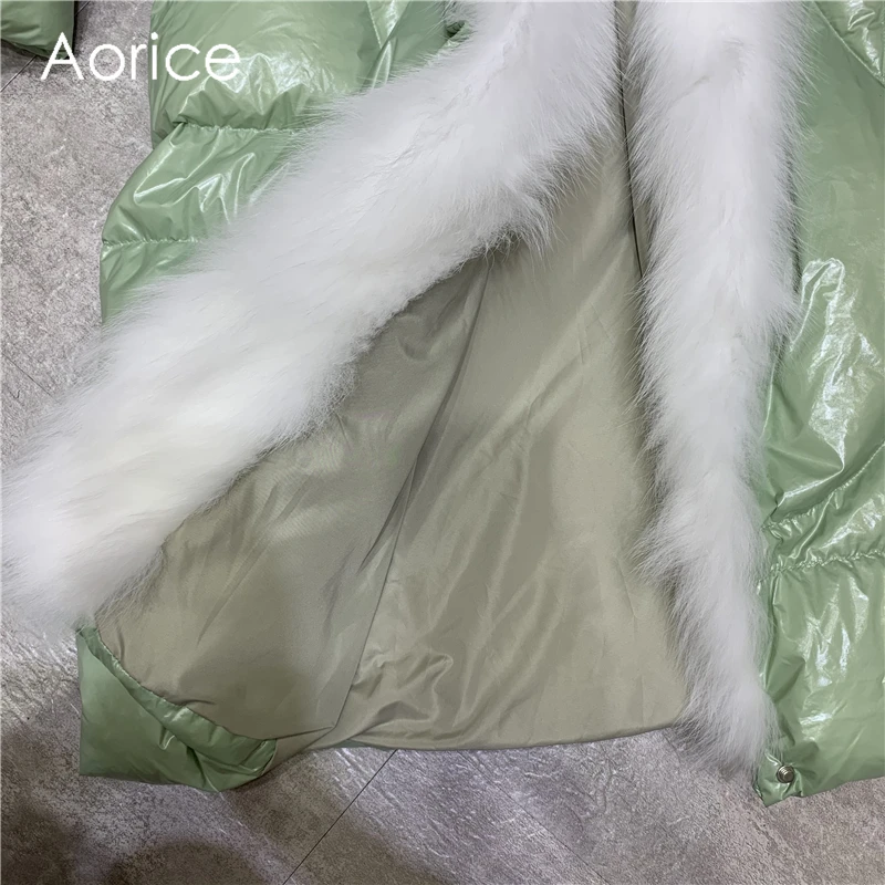 Aorice/зимняя женская теплая Повседневная куртка-пуховик 90%, пальто с лисьим меховым воротником для девочек, Женская длинная куртка, пальто C401202