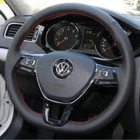 high quality customization hand stitched original leather material car steering wheel cover for volkswagen lavida accessories