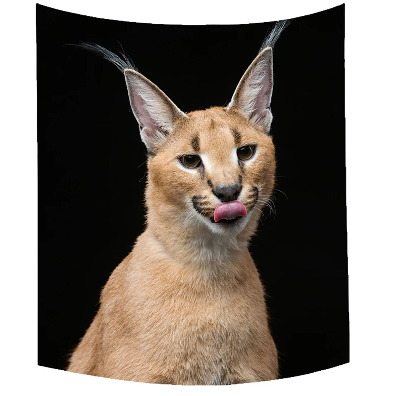 Гобелен настенный с котом из каракаля большой декоративный экран тканевый