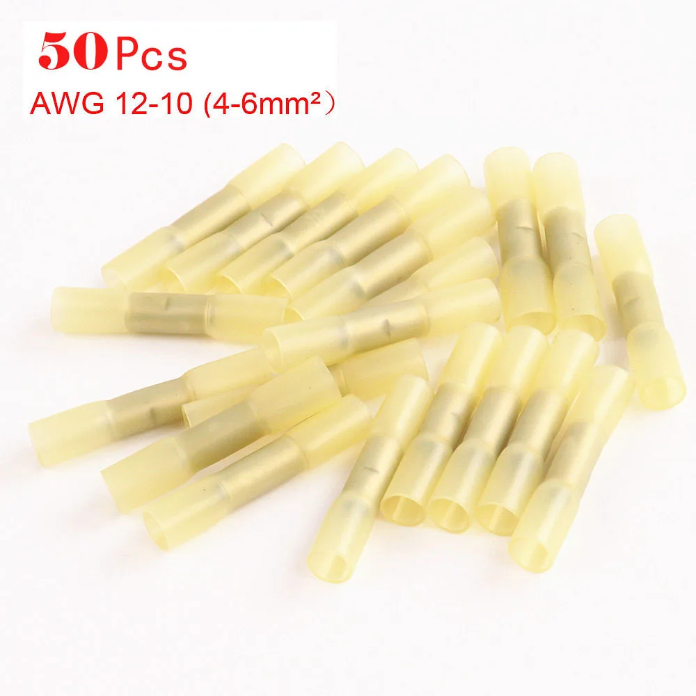 50 шт. 12-10AWG изолированный паяльный рукав уплотнение термоусадочные клеммы