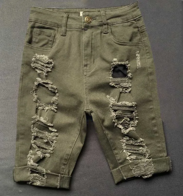 Женские джинсовые шорты с дырками высокой талией|Женские шорты| |