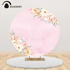 Allenjoy розовый круглый фон с изображением цветов на заказ, для дня рождения, свадьбы, помолвки, декор баннер для фотосессии