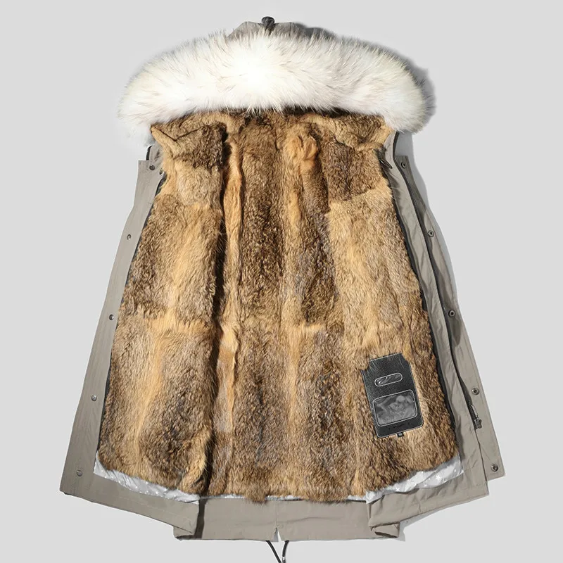 Зимняя парка пальто с лисьим мехом мужская длинная куртка воротником из меха