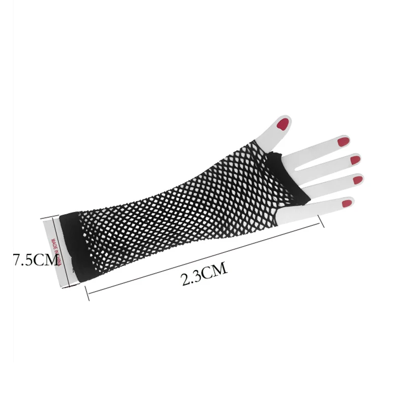 Перчатки женские сетчатые ажурные в стиле панк готика без пальцев танцевальный