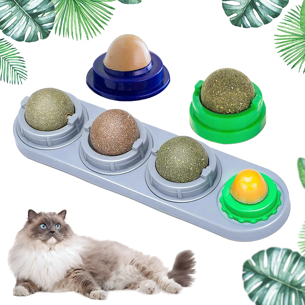 

Cats Sugar Ball Cat Snacks Candy Licking Solid Nutrition Cat Treats Energy Ball Toy with Natural Catnip and Sucker for Cats