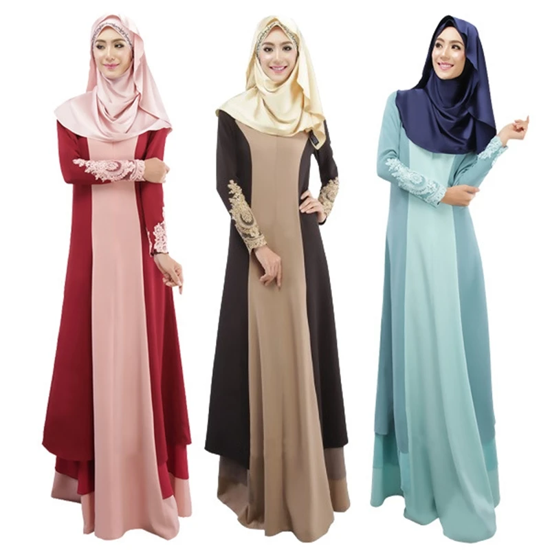 

Muslim Woman Female Lace Long Longuette Dance Dress Arabic Middle East Abaya Robes Jilbab Kaftan Dubai Gown New Autumn Winter