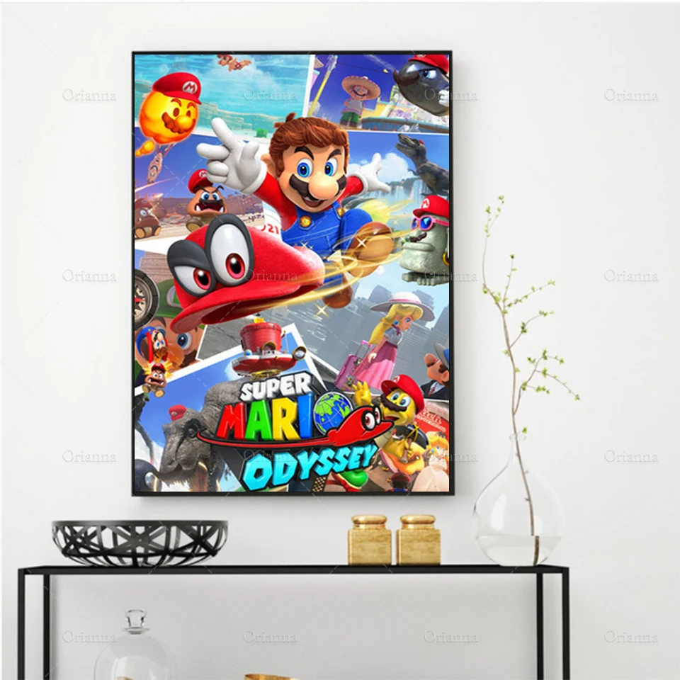 Картина Супер Марио для видеоигр популярное искусство винтажный холст плакат