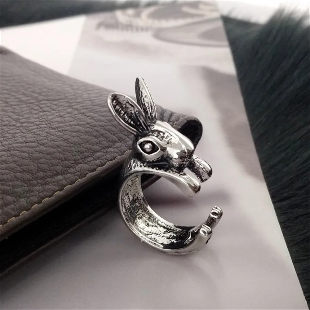 

Creative Fashion Temperament Retro Cute Rabbit Party Women Men Couple Open Ring Jewelry Jewelry Accessories Wholesale