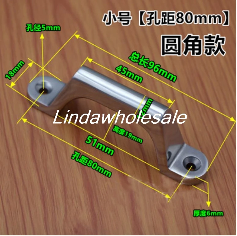Hole spacing 80mm Деревообрабатывающий инструмент, точность литья 304 Дуга из нержавеющей стали Ручка, tiradores para armarios y cajones - Цвет: Hole spacing 80mm