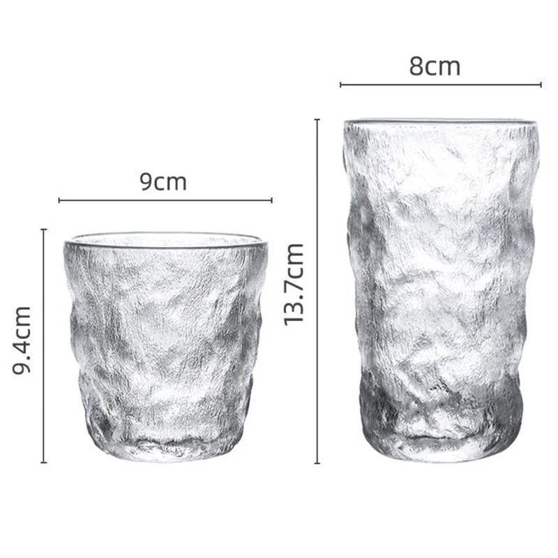 

300ml/350ml Clear Beer Glass Glacier Pattern Wine Glass Cup Glassware Tumbler for Juice Cocktail Whiskey Bourbon Tonic