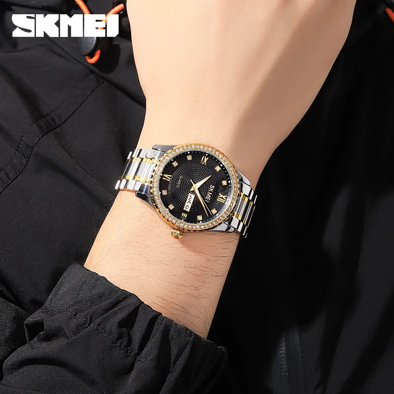 SKMEI Luxury Quartz Movement Men's Watches Bussines Rhinestone Case Waterproof Shockproof Watch Men Relogio Masculino | Наручные часы