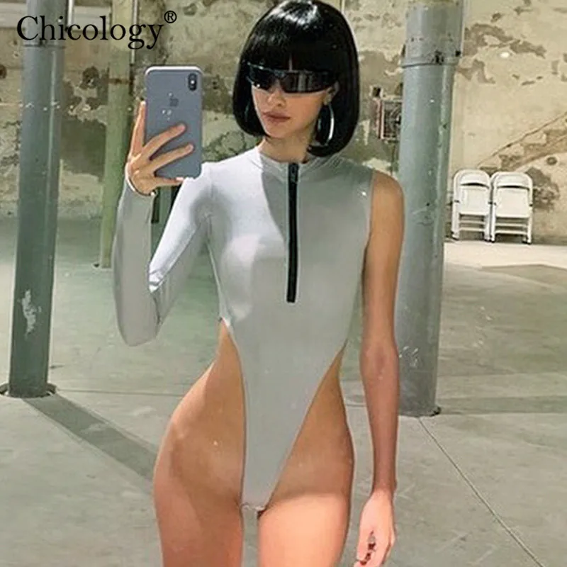 Chicology Застежка молния один рукавами уличная одежда комбидресс бодисьют женское