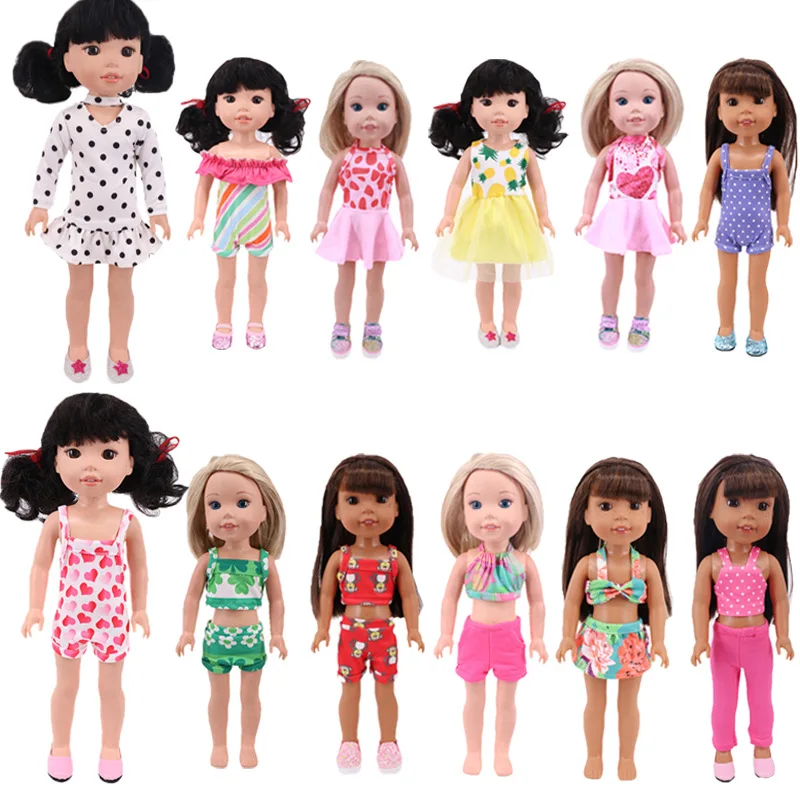 

Wholesale Doll Clothes For 14 Inch Wellie Wisher & 32-34 Cm Paola Reina Short Skirt Jumpsuit Cute Animal Print Pattern Veil