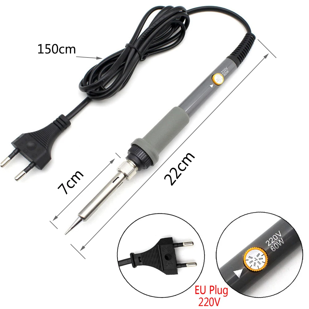 Паяльник с регулируемой температурой и 5 наконечниками 220 В 60 Вт|iron eu plug|soldering iron