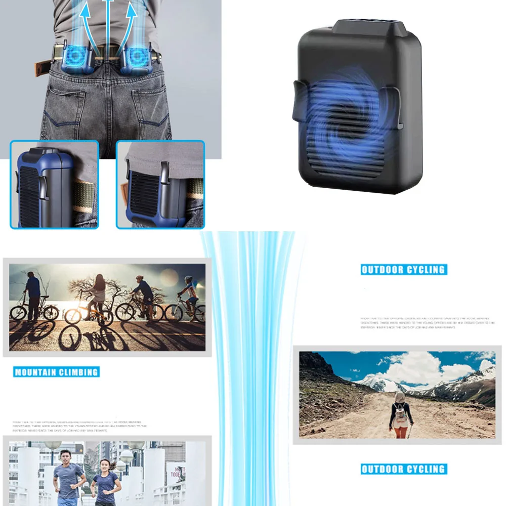 

Portable Outdoor Hanging Waist Fan USB Charging Prevent Heatstroke Bring Cool Fan Fit In Outdoor Running Camping Cycling