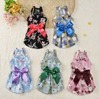 Летнее платье для питомца, платье для собака, кошка, принцесса щенка, летняя юбка для свадьбы, вечеринки, ярмарки, девушек, одежда с цветочным принтом и лентами