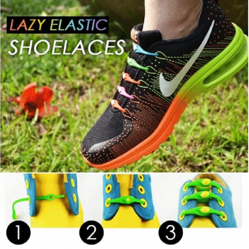 

12pcs/pack Lazy Silicone Shoelaces Round Elastic Shoe Laces Special No Tie Rubber For Sneakers Fit Strap Shoes Tools