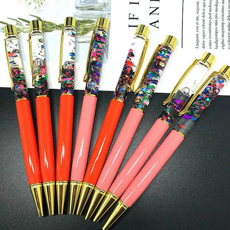 Роскошная шариковая ручка поток масла Кристалл Золотая фольга металл медь