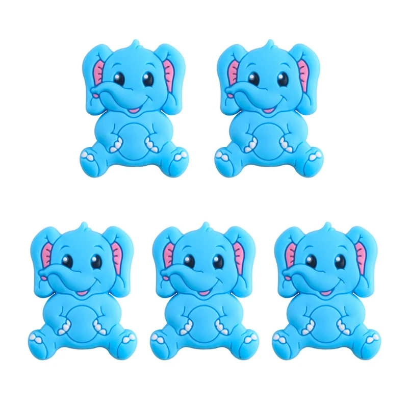 

5 Pcs/Pack Baby Infant Cartoon Elephant Shape Teether Silicone Beads Molar Toys
