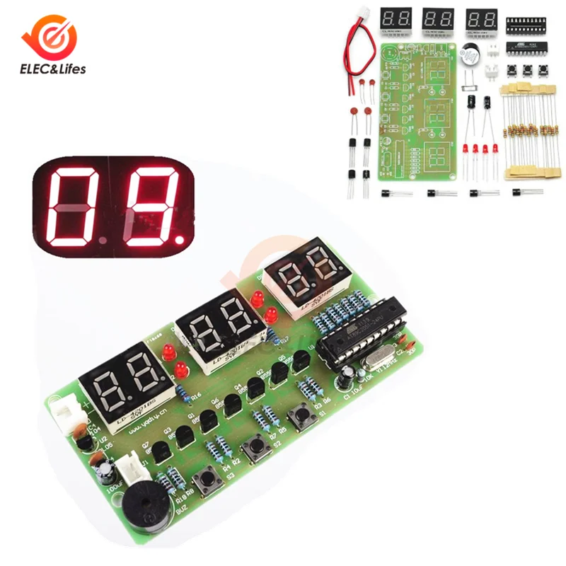 

C51 Digital Electronic Clock DIY Kit with Buzzer Learning Suite 6-Bits Electronic Clock Parts Electronic Components DIY Kit