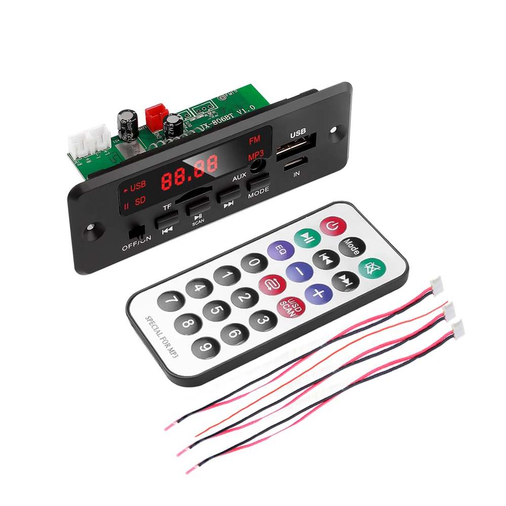 KEBIDU DC12V 2x25W усилитель MP3 декодер плата Bluetooth V5.0 Автомобильный MP3-плеер USB