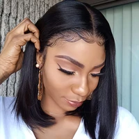 bob wig lace front human hair wigs short bone straight frontal pre plucke with baby hair brazilian 13x1 t part for black women