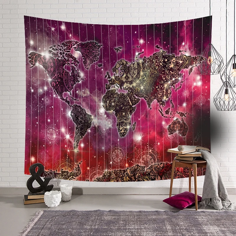 

Nordic World Map Tapestry Hanging Cloth Casual Bedroom Decoration Art Deco Dormitory Decoration Blanket