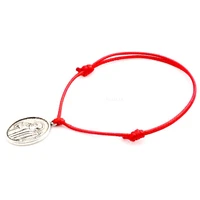 hot 10pcs adjustable bracelets red waxes rope zinc alloy st benedict crucifix cross charm adjustable bracelet b 34