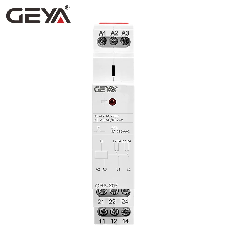 GEYA GR8 AC230V DC24V промежуточное реле вспомогательное 8A 16A SPDT электронный релейный