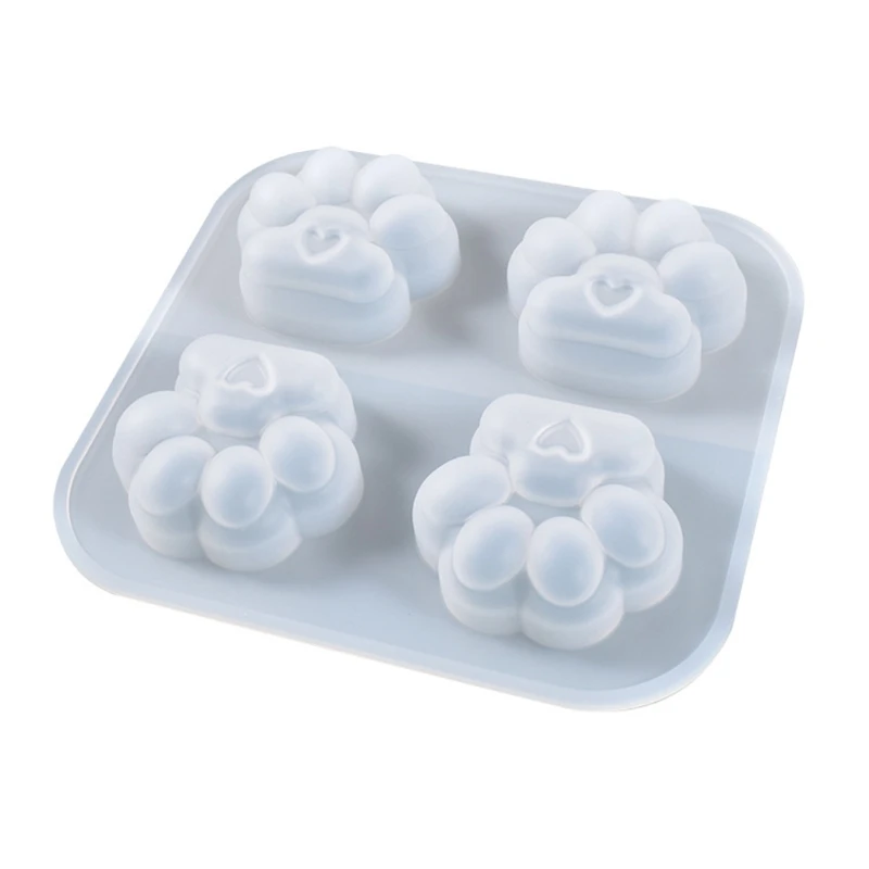

2021 New Love Cat Paws Silicone Mold with Hole Keyring Pendant Handmade Mold for Gift